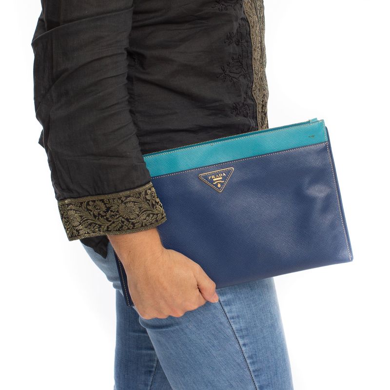 Clutch-Prada-Bleuette-Bicolor-Saffiano