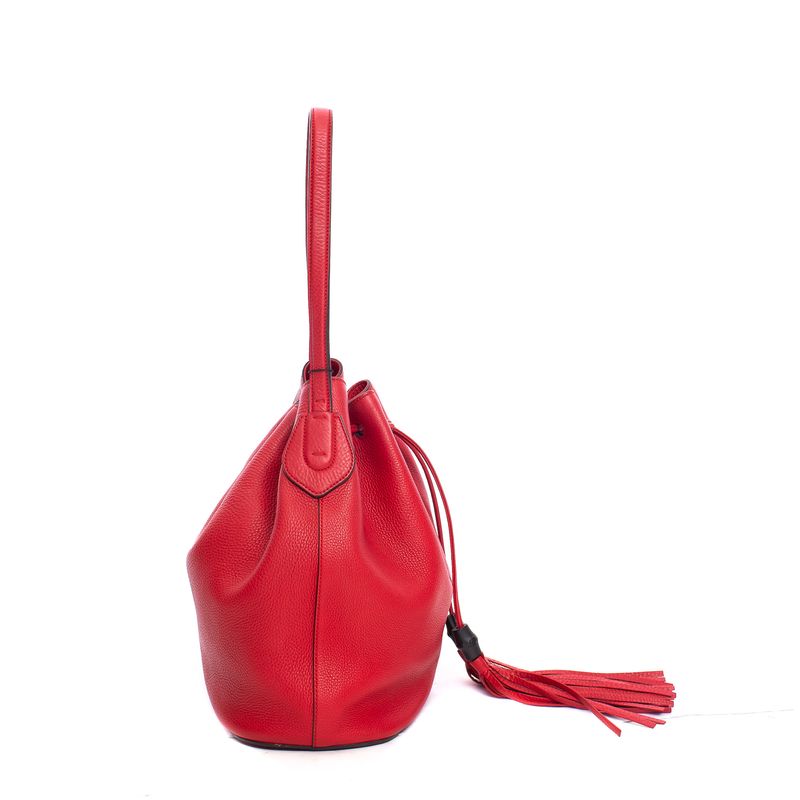 Bolsa-Gucci-Calfskin-Medium-Lady-Tassel-Bucket-Vermelho