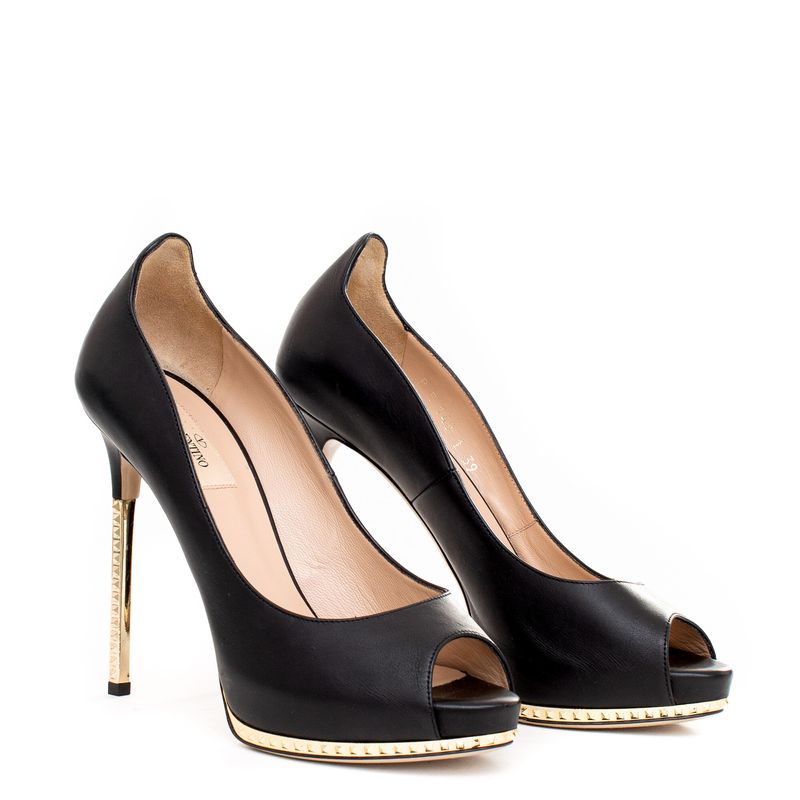 Peep-Toe-Valentino-Couro-Preto
