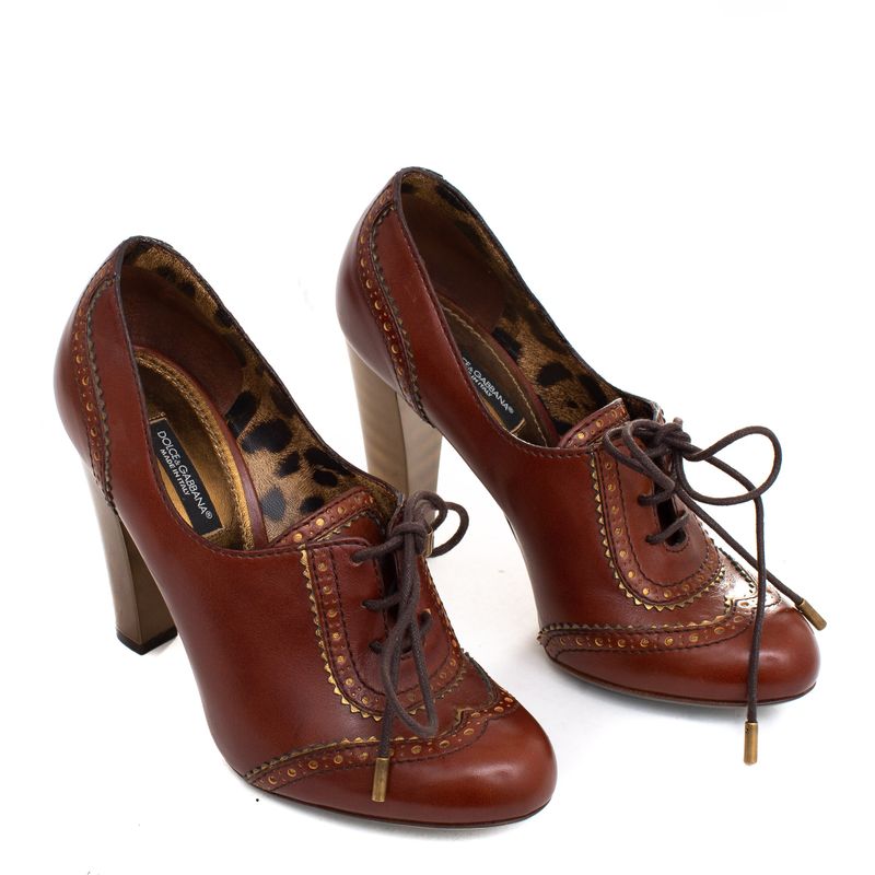 Sapato-Oxford-de-Salto-Dolce---Gabbana-Couro-Marrom