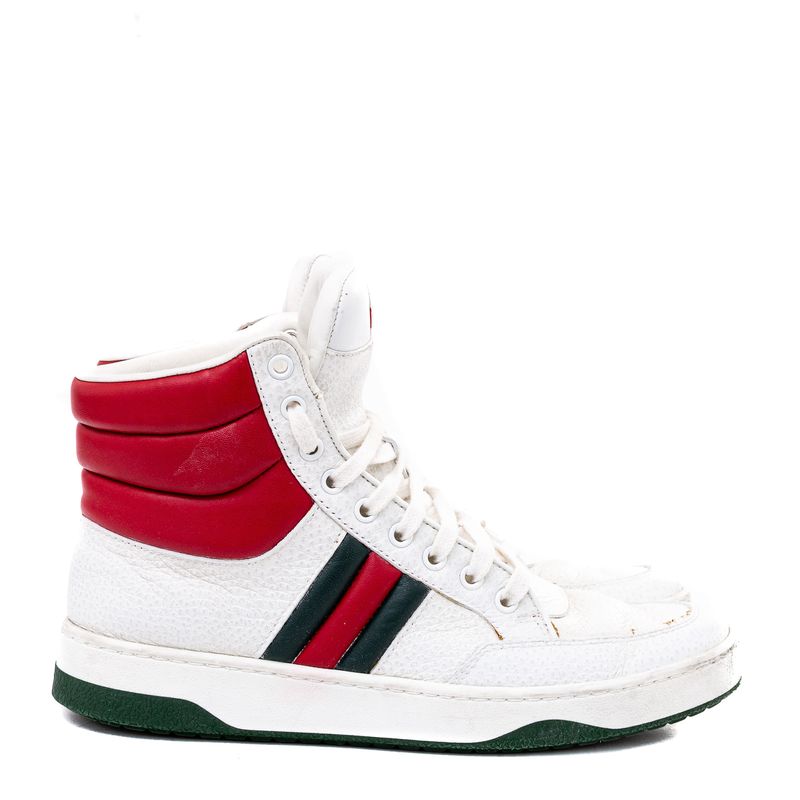 Tenis-Gucci-Cano-Medio-Branco-com-Listras