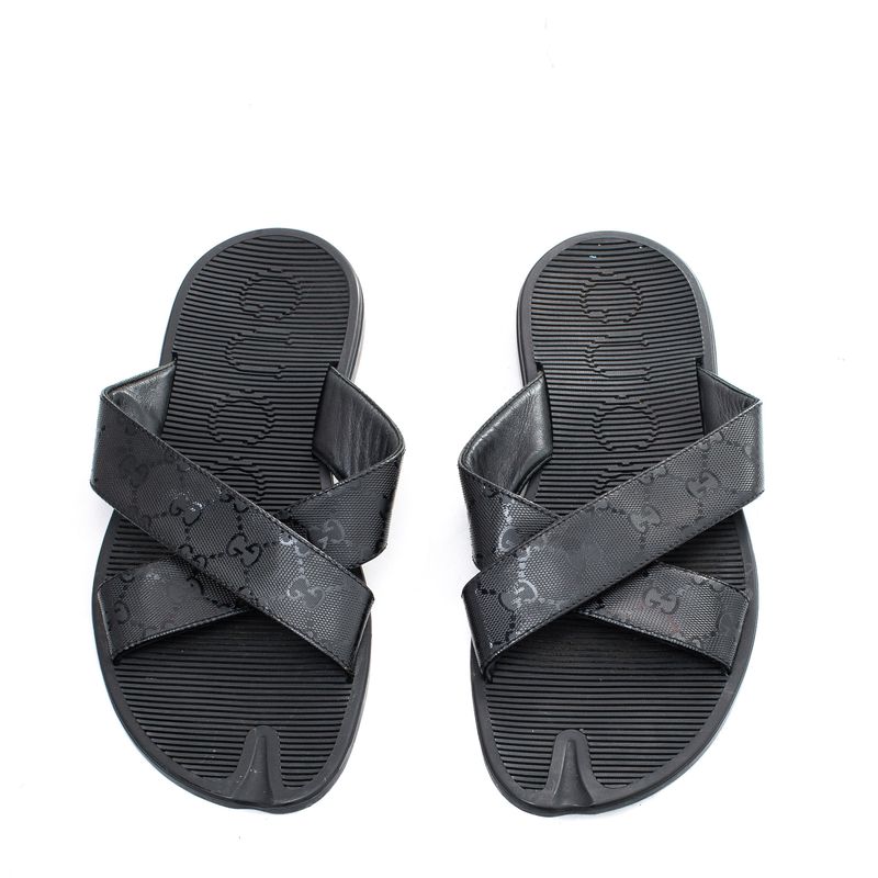 Sandalia-Slide-Gucci-Masculina-Preta-GG