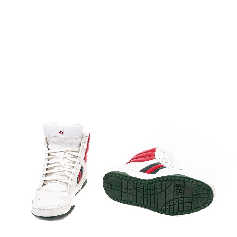 Tenis-Gucci-Cano-Medio-Branco-com-Listras