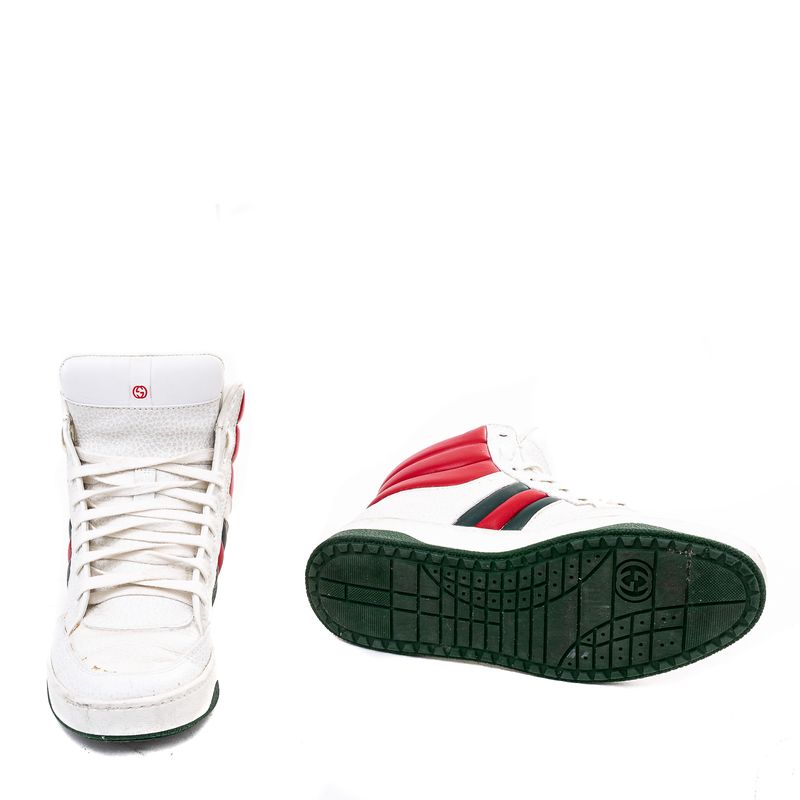 Tenis-Gucci-Cano-Medio-Branco-com-Listras