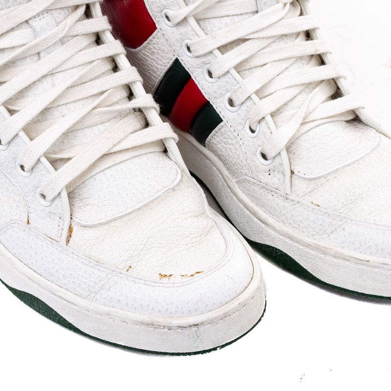 Tenis-Gucci-Cano-Medio-Branco-com-Listras