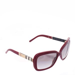 Óculos Burberry Burgundy Modelo Butterfly Acetato Bordô Com Haste Xadrez