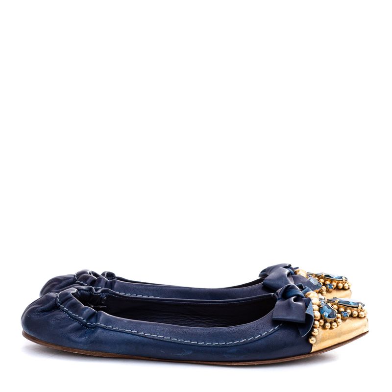 Sapatilha-Miu-Miu-Pedrarias-Azul-e-Dourado