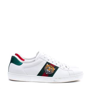 Tênis Gucci Web Accent Leather Sneakers Tigre