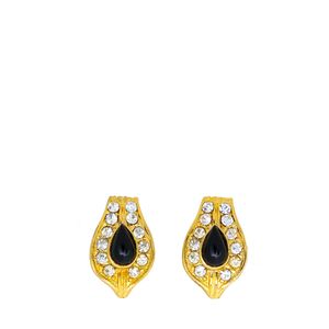 Brinco de pressão médio dourado strass e preto Vintage
