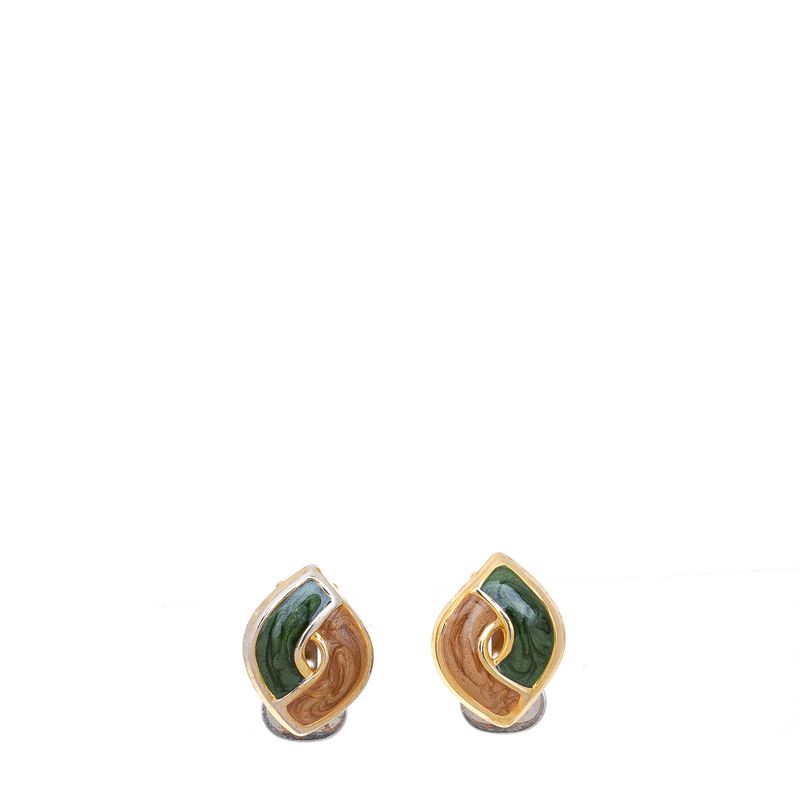 Brinco-de-pressao-pequeno-dourado-bege-e-verde-Vintage