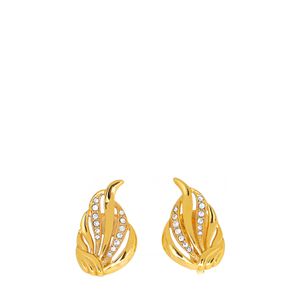Brinco de pressão médio dourado e strass chamas Vintage
