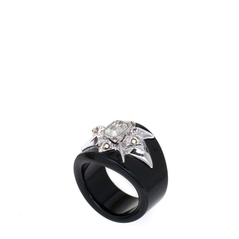 Anel-Swarovski-preto-e-prata