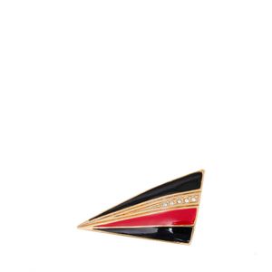 Broche triangular vermelho preto e strass