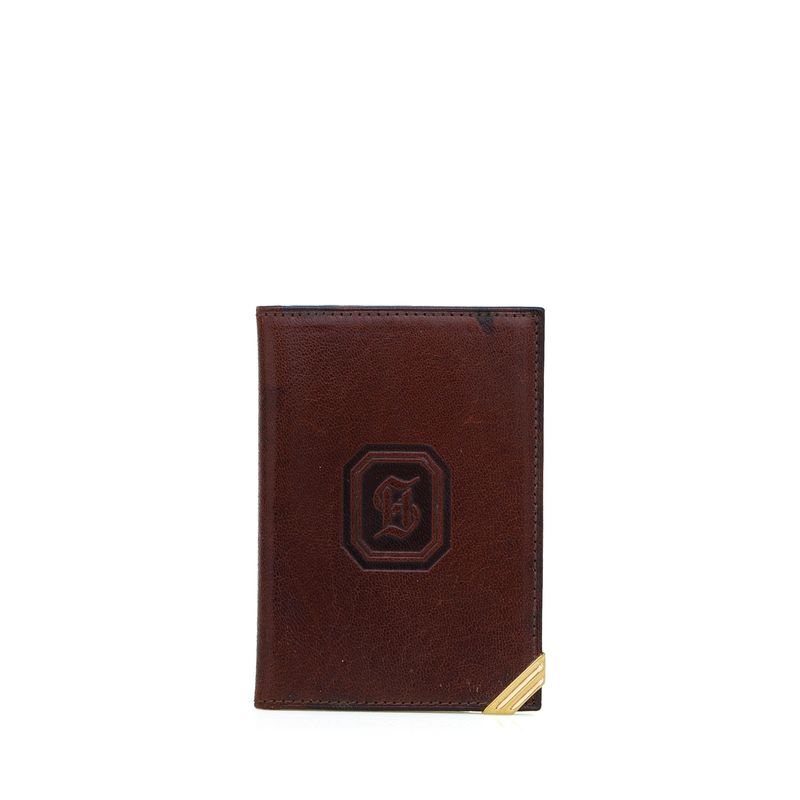 Carteira-Vintage-H.Stern-Marrom-Ponteira-Dourada