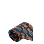 Gravata-Salvatore-Ferragamo-Estampa-Animais-Azul-e-Dourada