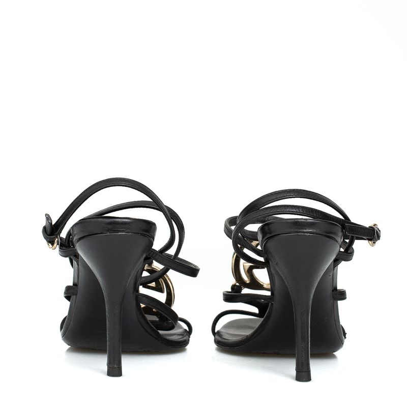 Sandalia-de-Salto-Gucci-Preta-com-GG-Metal