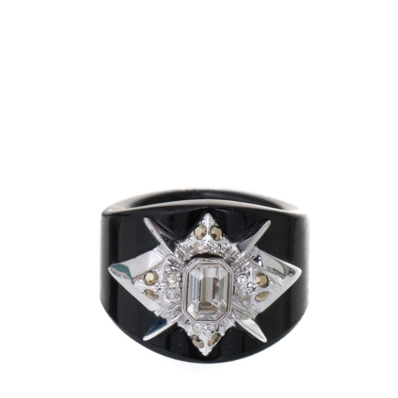 Anel-Swarovski-preto-e-prata