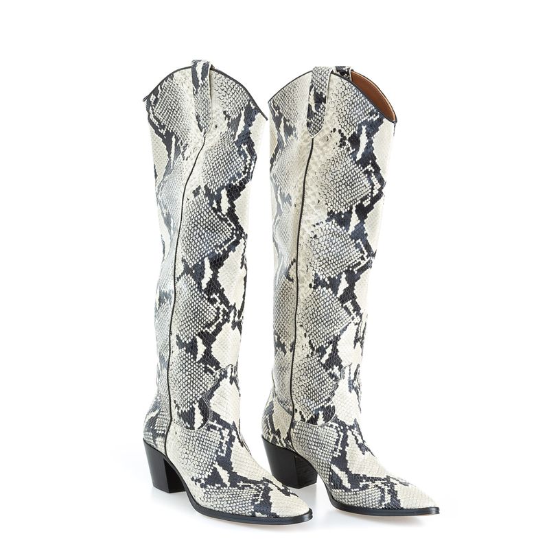 Bota-Cano-Longo-Python-Cinza