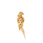 Broche-Arara-Dourado-Strass