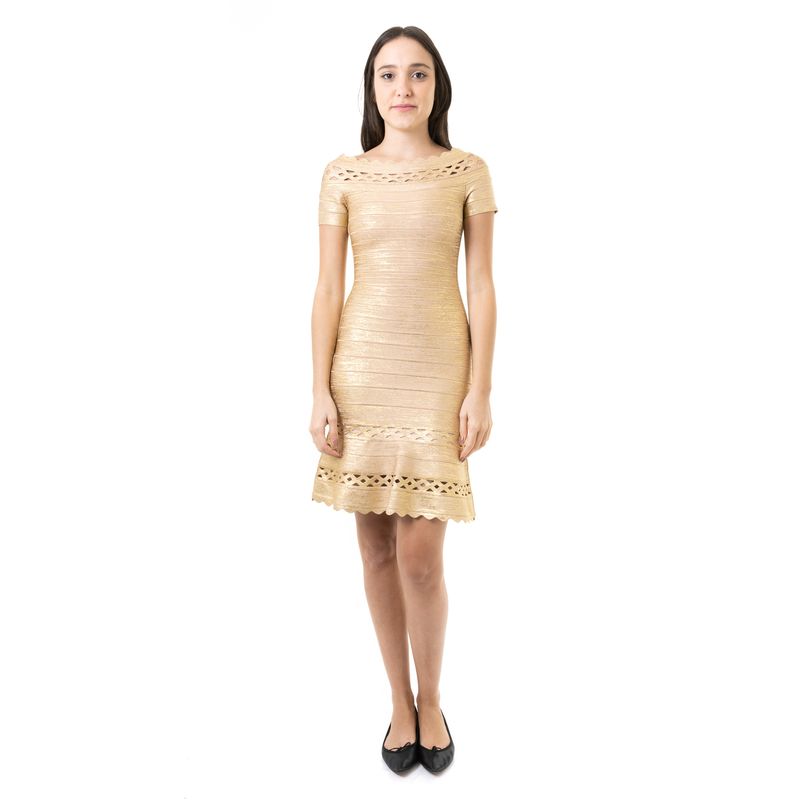 Vestido-Herve-Leger-Bandagem-Dourada