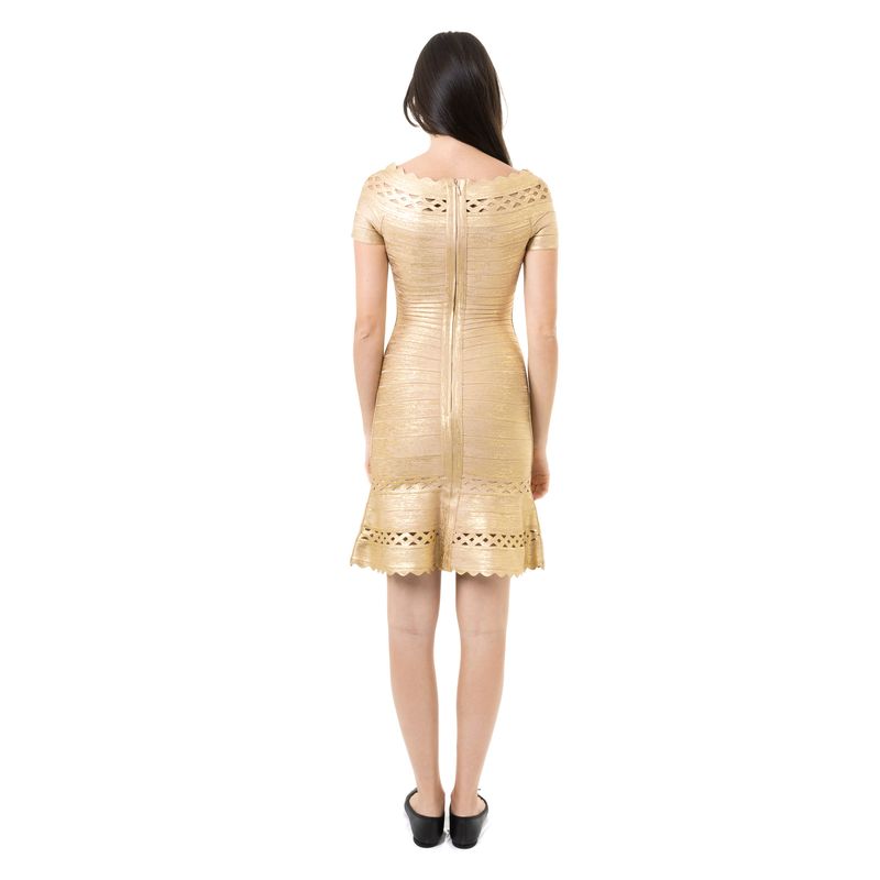 Vestido-Herve-Leger-Bandagem-Dourada