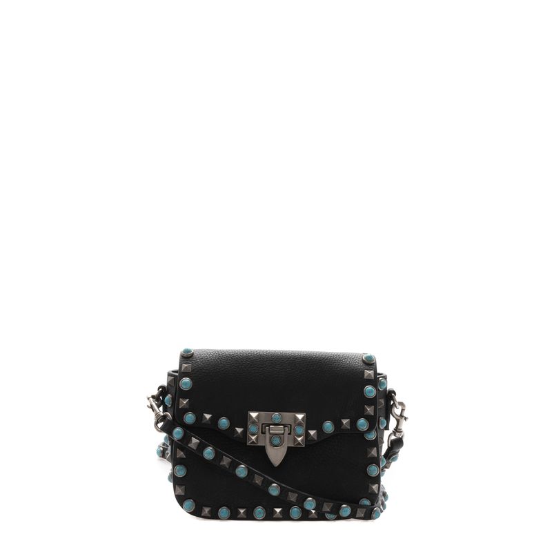 Bolsa-Rockstud-Valentino-Couro-Preto