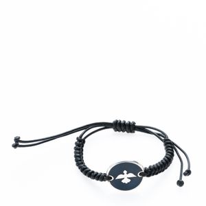 Pulseira Guerreiro Couro Macrame Azul Marinho