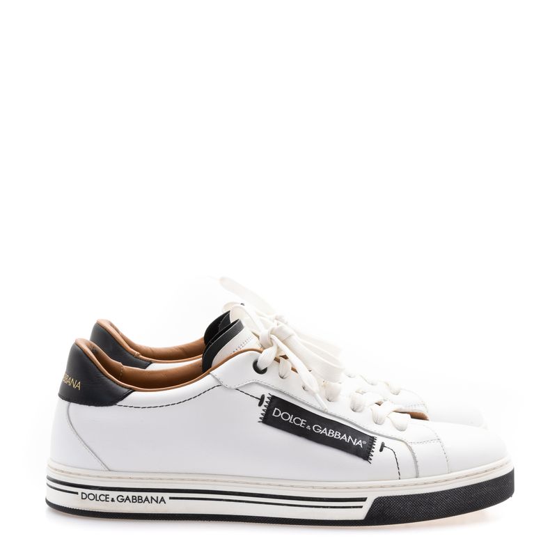 Tenis-Dolce---Gabbana-Couro-Branco-com-Preto