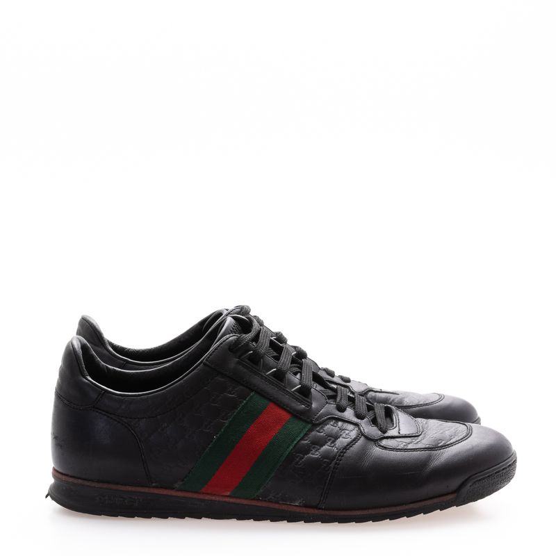 Tenis-Gucci-Guccissima-Monograma-Preto-com-Fita