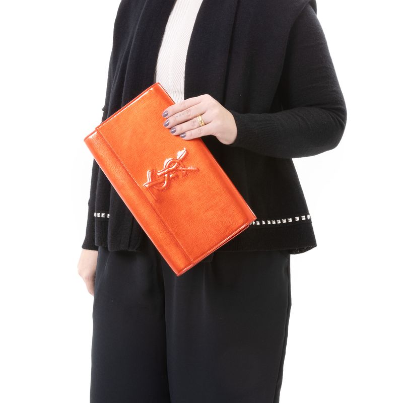 Clutch-Belle-de-Jour-Saint-Laurent-Verniz-Laranja