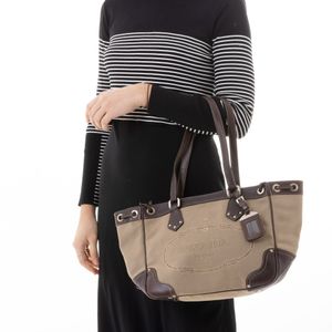 Bolsa Prada Tecido e Couro Marrom