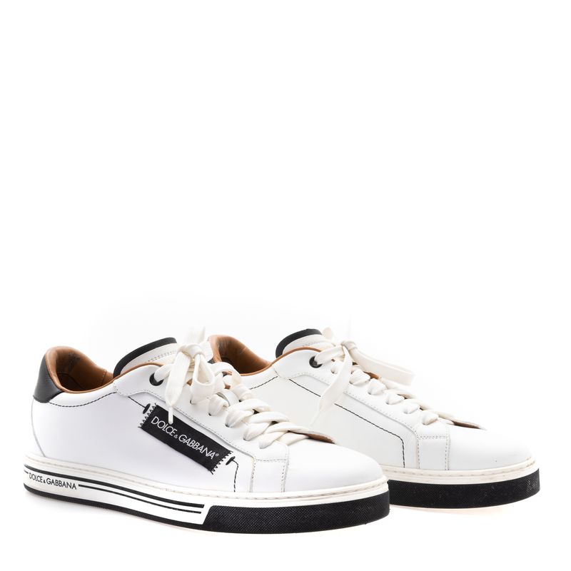 Tenis-Dolce---Gabbana-Couro-Branco-com-Preto