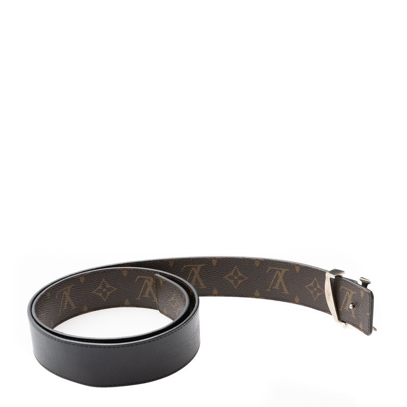 Cinto-Louis-Vuitton-Couro-Preto-Reversivel-Monograma-Macassar
