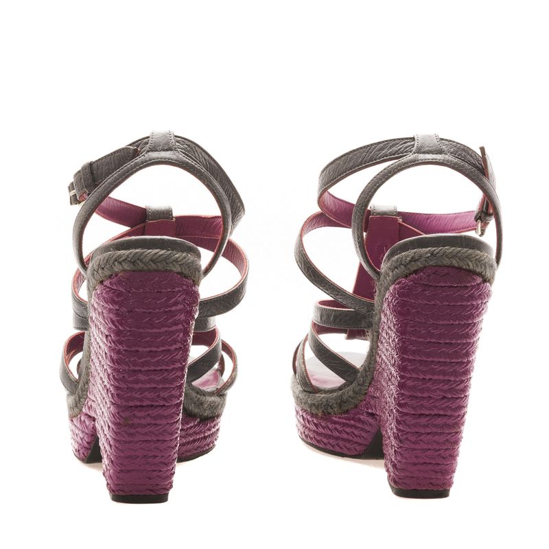 Plataforma-Anabela-Balenciaga-Arena-em-Couro-Cinza-e-Salto-Roxo