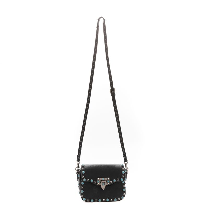 Bolsa-Rockstud-Valentino-Couro-Preto