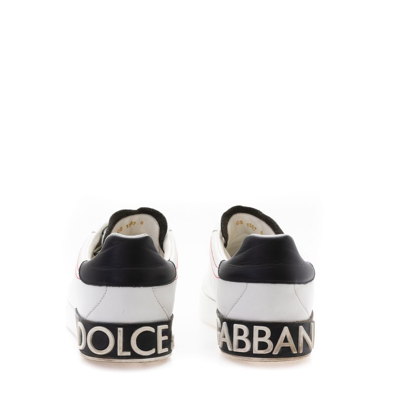 Tenis-Dolce---Gabbana-Couro-Branco-com-Costura-Vermelha