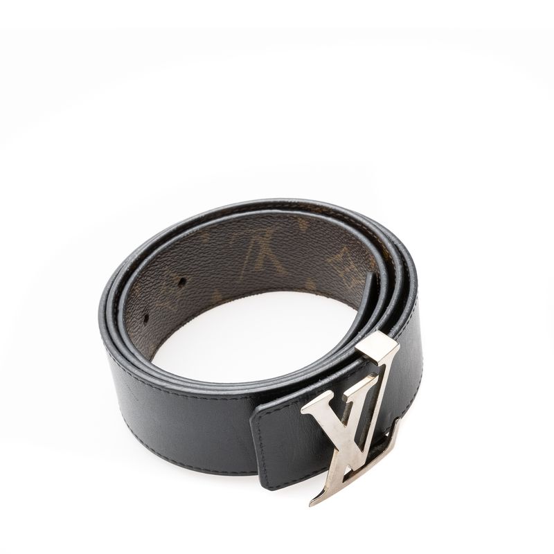 Cinto-Louis-Vuitton-Couro-Preto-Reversivel-Monograma-Macassar