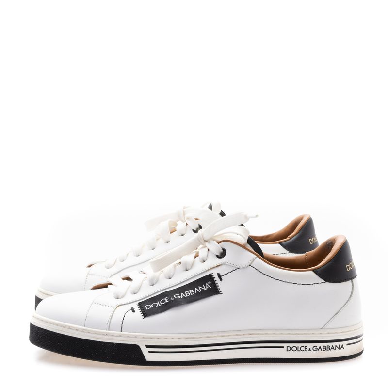 Tenis-Dolce---Gabbana-Couro-Branco-com-Preto