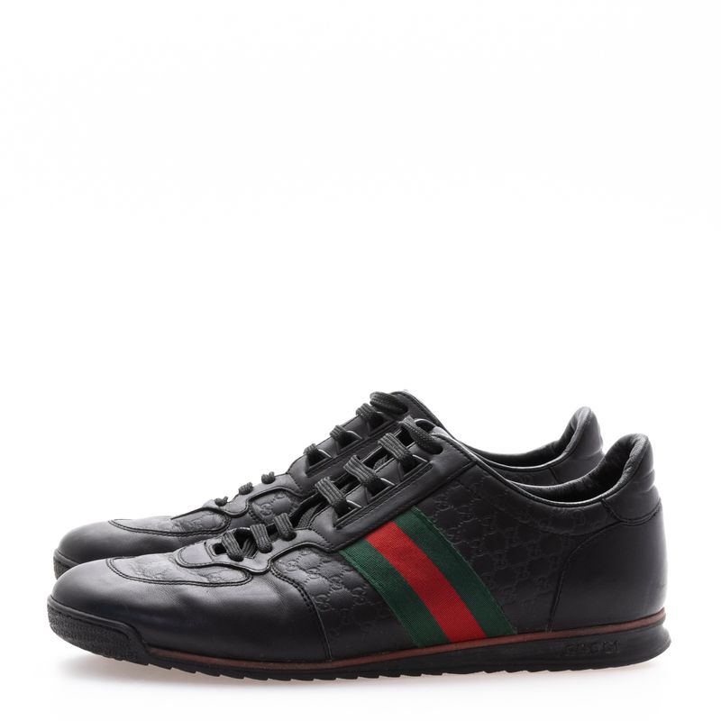 Tenis-Gucci-Guccissima-Monograma-Preto-com-Fita