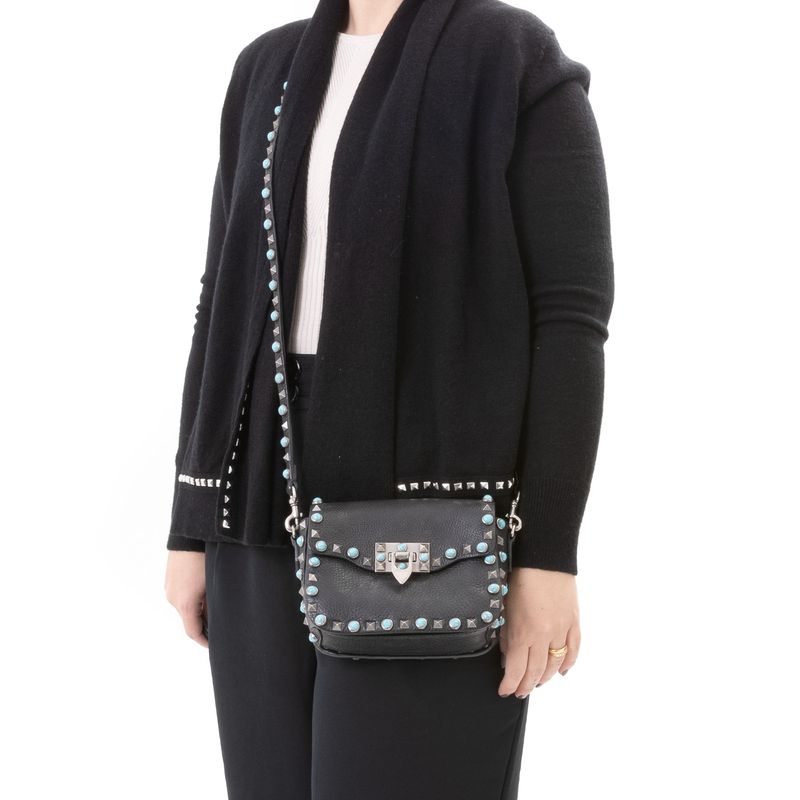 Bolsa-Rockstud-Valentino-Couro-Preto