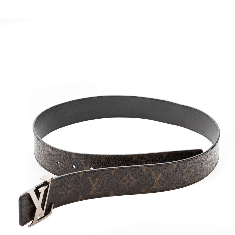 Cinto-Louis-Vuitton-Couro-Preto-Reversivel-Monograma-Macassar