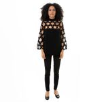 Blusa-Reinaldo-Lourenco-Preta-Circulos-Vazados