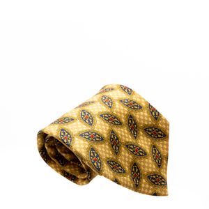 Gravata Christian Dior Fundo Quadriculado Amarelo e Estampada Vintage