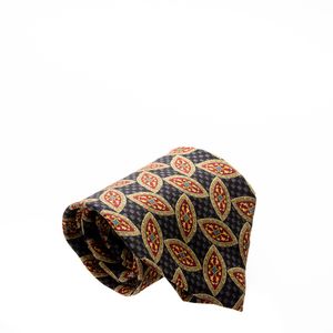 Gravata Christian Dior Fundo Quadriculado Preto e Estampada Vintage