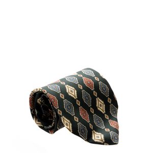 Gravata Christian Dior Fundo Verde Militar e Estampada Vintage