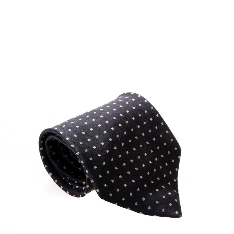 Gravata-Ermenegildo-Zegna-Seda-Preta-e-Quadriculado-Cinza