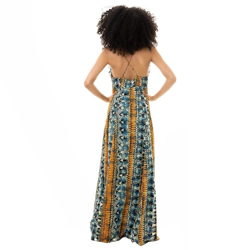 Vestido-Armani-Exchage-Longo-Laranja-e-Azul