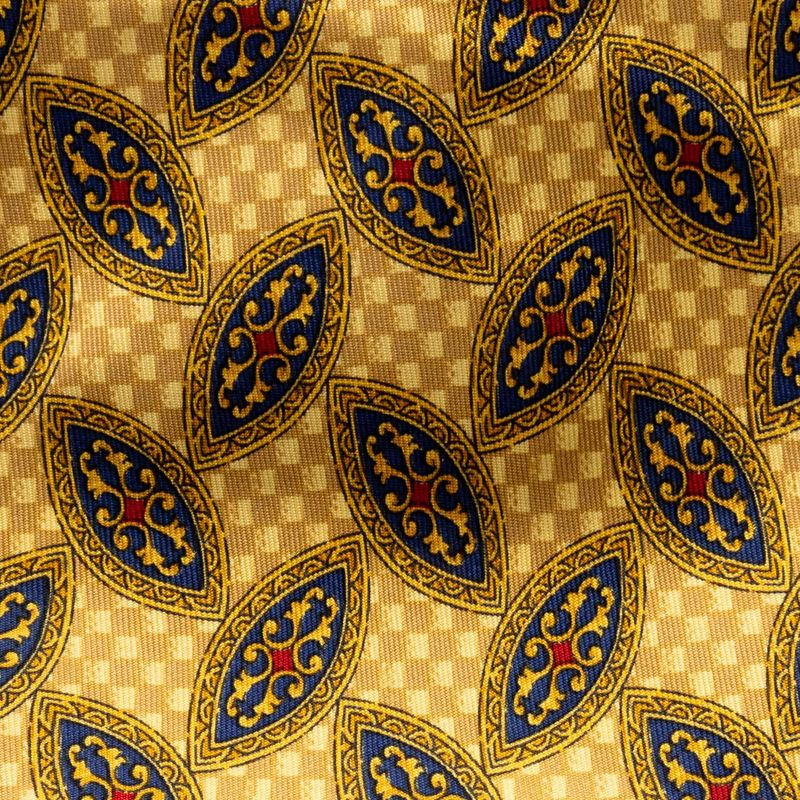 Gravata-Christian-Dior-Fundo-Quadriculado-Amarelo-e-Estampada-Vintage