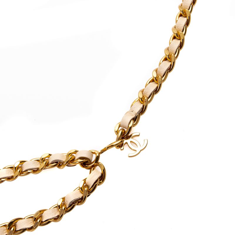 Cinto-Chanel-Vintage-2001-Skinny-Chain-com-Couro-Branco-Fininho