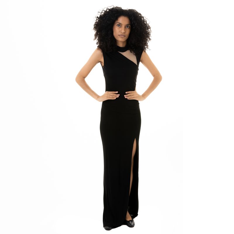 Vestido-ABS-by-Allen-Schwartz-Jersey-Longo-Preto-Recortes